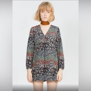Zara - Pleated Floral Shorts Puff Sleeve Romper